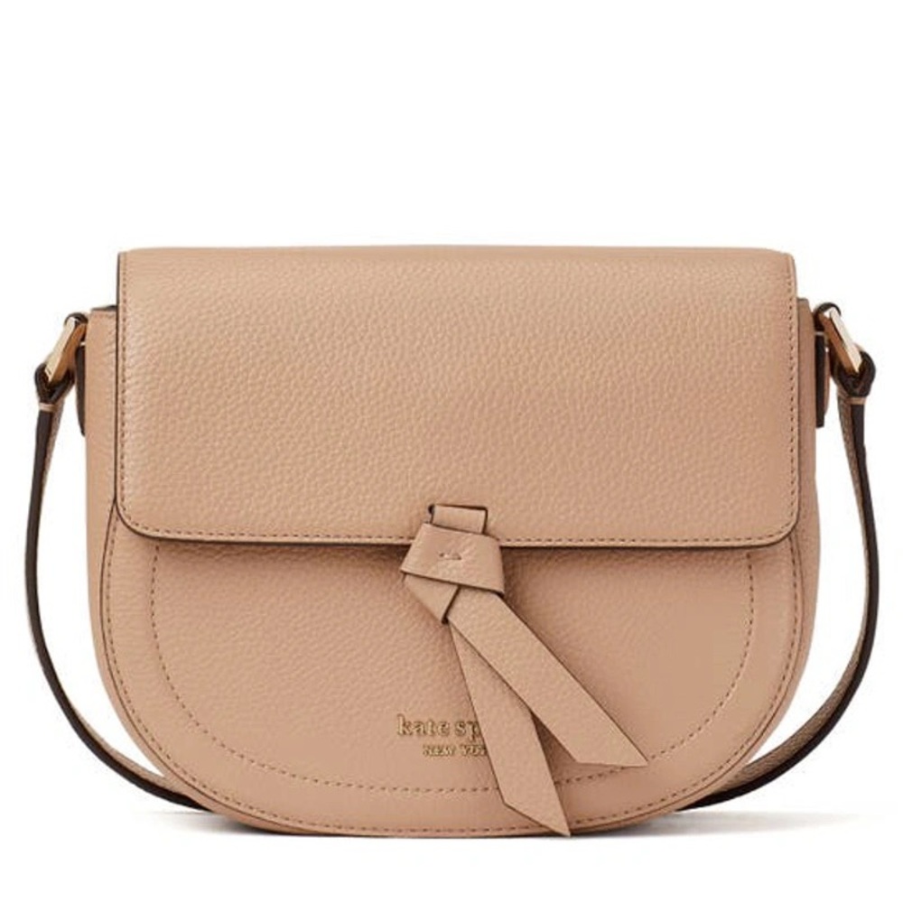 Kate Spade Knott Medium Leather Saddle Bag In Raw Pecan